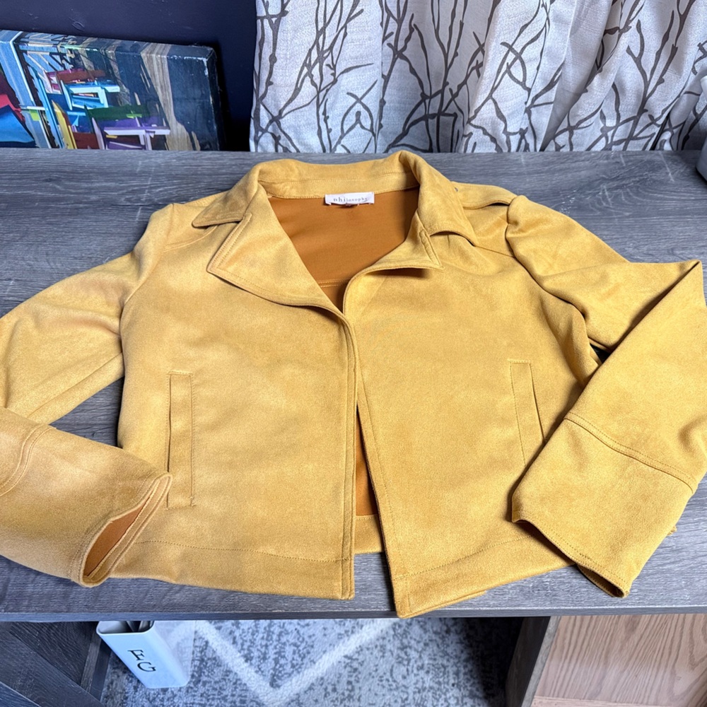 Philosophy Mustard Yellow Faux Leather Jacket Festival